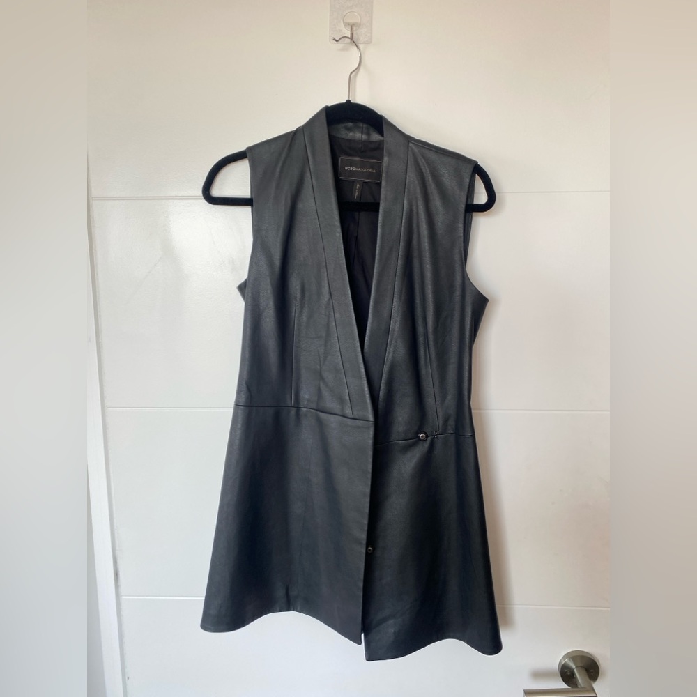 Black Leather Sleeveless Dress